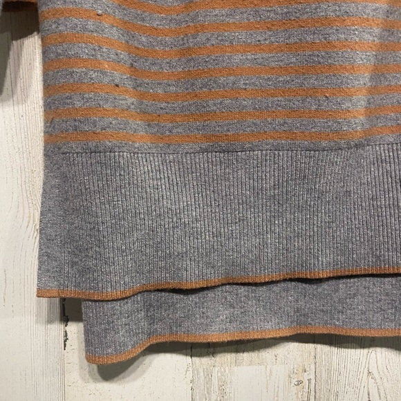 Anthropologie Grey Orange Striped Wide Neck Elise Ribbed Tunic Medium - Picture 6 of 10